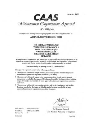 CAAS Certificate of Approval